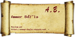 Ammer Béla névjegykártya